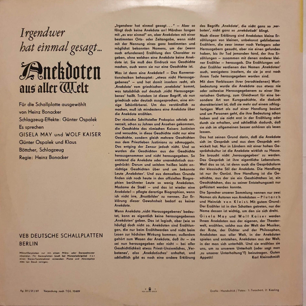 Gisela May & Wolf Kaiser - Irgendwer Hat Einmal Gesagt ... Anekdoten Aus Aller Welt